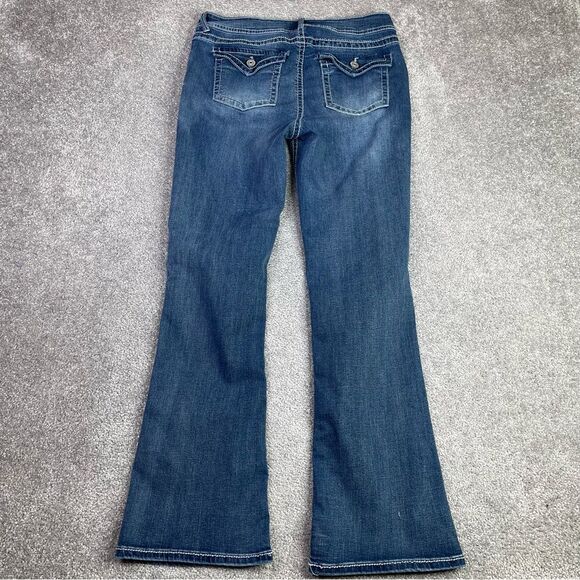 Wallflower Feisty Curvy Jeans Women's 11 Blue Bootcut Low Rise Dark Wash Stretch - Picture 2 of 10